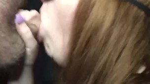 ASMR Redhead Milf sucks cock for a quick finish and load in mouth