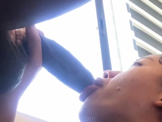 Big cock brunette MILF sucks a big cock POV