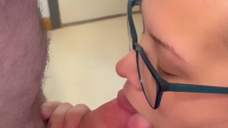 BBW stepmom MILF sucks dick side POV