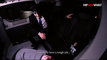 Slim Redhead Sucks His Cock in the Backseat… Stroking It With Both Hands