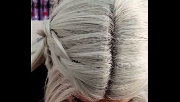 Submissive Sloppy Deepthroat in White Wig & Blue Contacts – Debora Swallowing Wellington’s Thick Cock   Slow Stretching
